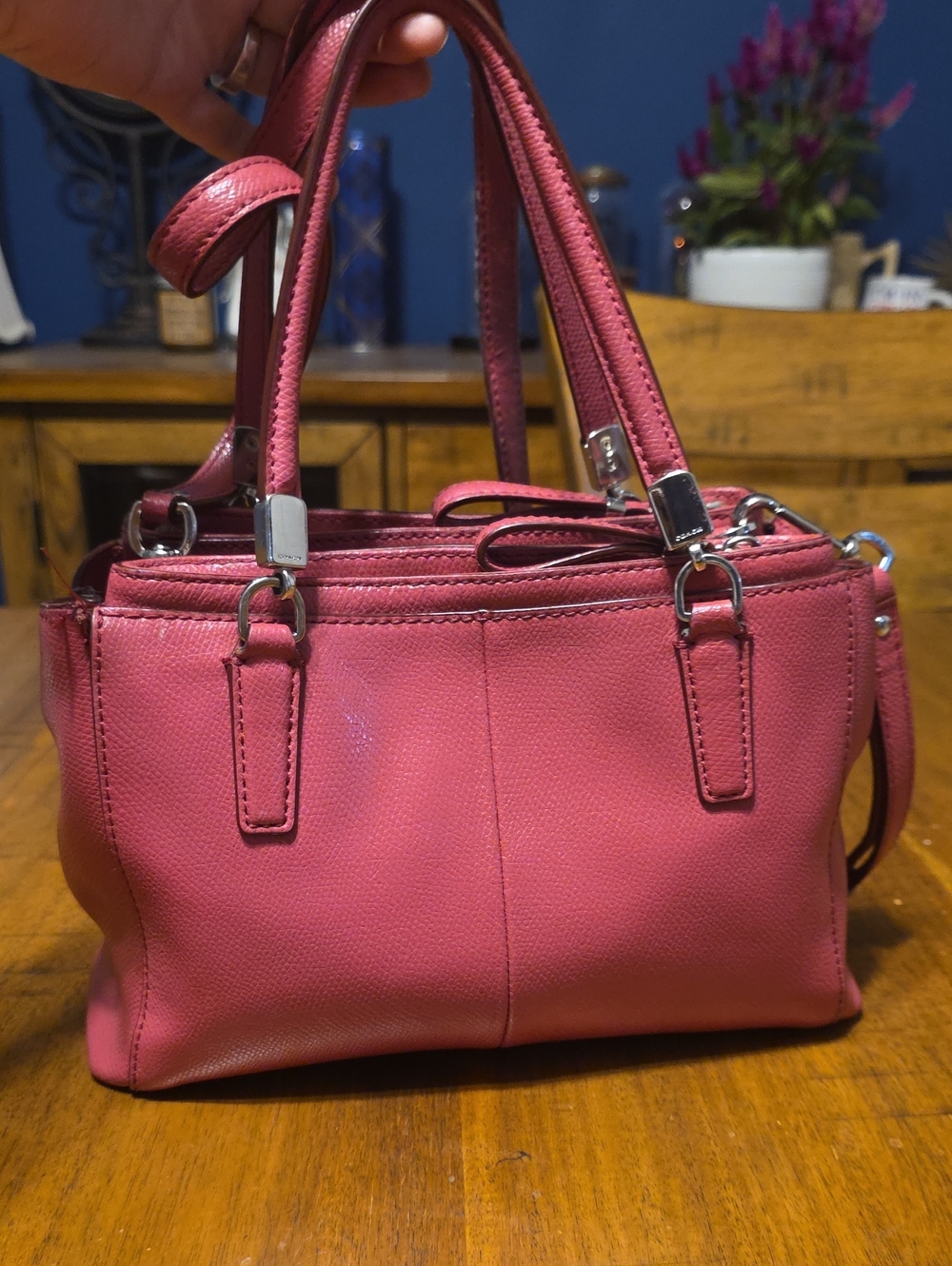 Coach Mini Christie Carryall Pebbled Leather Tote Bag in Pink - Picture 3 of 16
